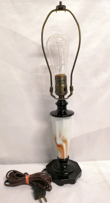 Rare Slag Glass Art Deco Style Lamp Base - Working