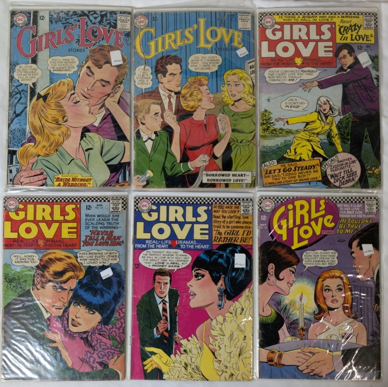 Lot Of 6 DC Girls' Love Comics Fair Condition Includes Protectors