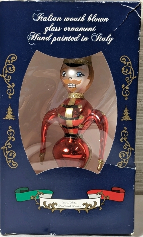 Vintage Italian Mouth Blown Glass Ornament Hand Painted Christmas Ornament