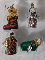 Vintage Department 56 Tiny Trimmings Mini Glass Dog Christmas Ornaments Set Of 4