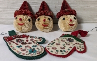 Vintage Lot Of Honeycomb Christmas Ornaments And Felt Christmas Decorations