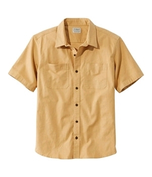 New L. L. Bean Sunwashed Canvas Shirt, Traditional Fit Short-Sleeve Shirt (Chamois) Size XL.