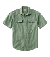 New L. L. Bean Sunwashed Canvas Shirt, Traditional Fit Short-Sleeve Shirt (Juniper) Size XL.