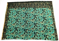 Gorgeous New Green & Gold Cotton Shawl Abstract Birds & Fish | 44" Wide x 72" Long