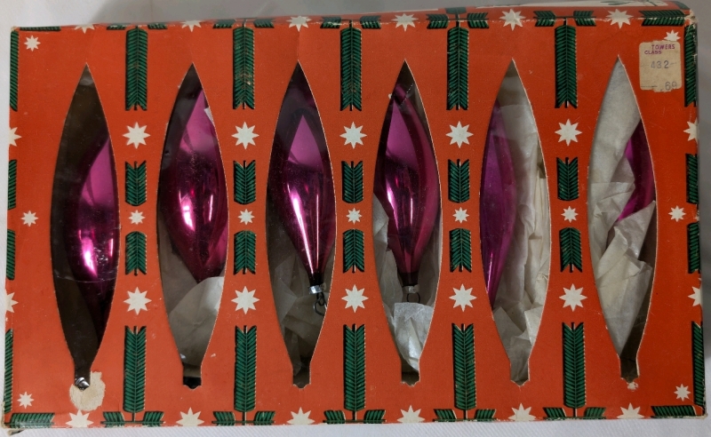 Vintage 6 Pack Pink Christmas Tree Baubles