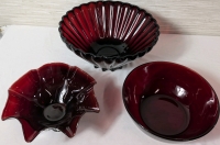 Vintage Bowl Lot Vintage Anchor Hocking Rachel Ruby Red Salad Serving Bowl 10.5" Ruby Red Centerpiece Bowl 8.25" Vintage Ruby Red Serving Bowl 8.25"