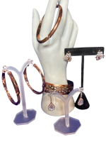 Pink Metal Jewelry Wide Cuff Bracelet Earrings Large Hoops Slider bracelet