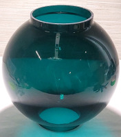 Emerald Green Glass Globe Lamp Shade . Measures 4" diameter Bottom & 3" diameter Top