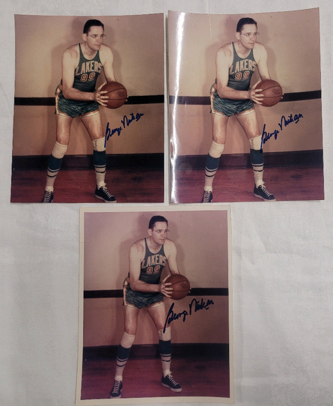 Minnesota Lakers George Mikan Autographed Photos . No COAs . 8"&times;10" Photos . 5 Time NBA Champion with the Minnesota Lakers & 1959 Inaugural 1st. Class Hall of Fame