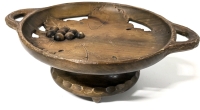 Rare Vintage Swiss THORENS Wood Leaf & Grapes Catchall Tray Music Box "Hoch vom S&auml;rtis an" | 8.5" x 6.5" x 3" Tall