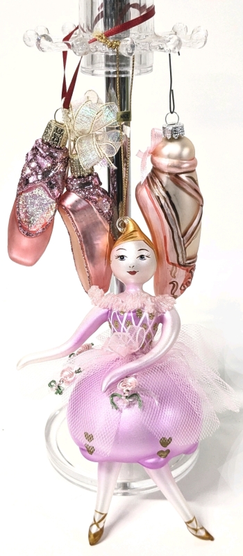 3 Gorgeous Handpainted Blown Glass Ballerina Christmas Ornaments | Up to 7.25" Tall