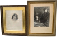 2 Antique Framed Portraits | Girl by Studio Madeleine Paris (12" x 14") & 1888 Couple by Wayne Farrar in Niagara Falls, Canada (13" x 16") | Adopt Some Ancestors, Today!