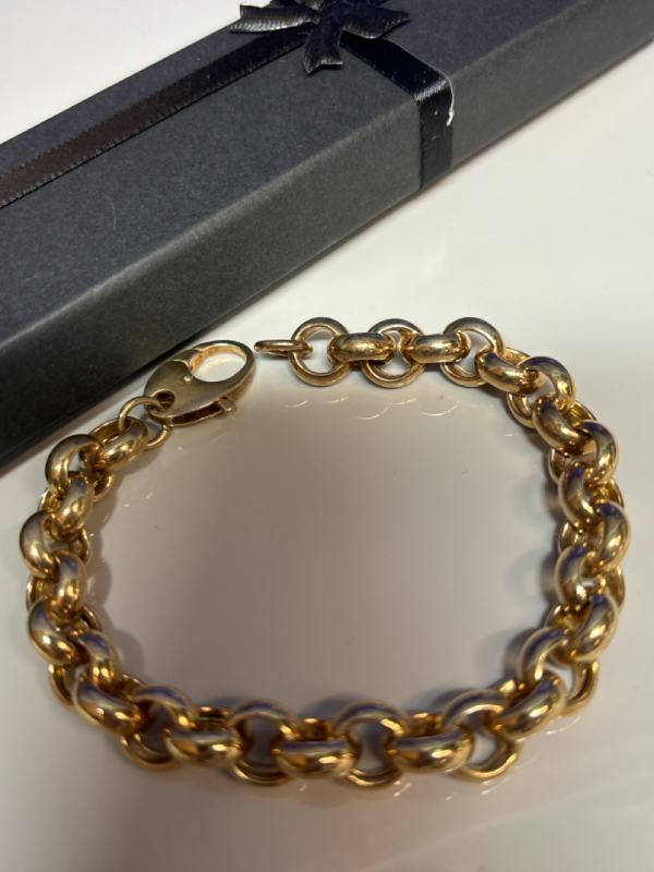 Chunky Chain Link Smooth Bracelet Statement Lobster Clasp 8 Inch