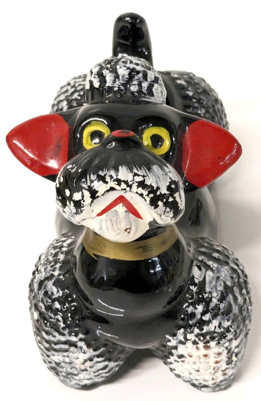 Kitschy & Fantastic Mid Century Modern Ceramic Japan Black Poodle Planter | 5" Tall