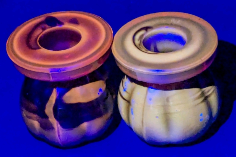 Pair CADMIUM Ruby Red Glass Candlestick Holders | 2.15" - 2.25" Tall