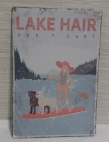 New Lake Hair Metal Sign - 12" X 8"