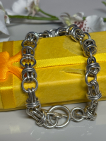 Sterling Chainmaille weave Chunky Toggle Bracelet