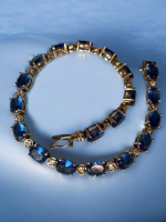 925 Sterling Silver DMSK Blue Stone Line Bracelet Safety Bar