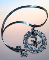 VNS Sterling Herringbone Flat Chain Bracelet with Charm