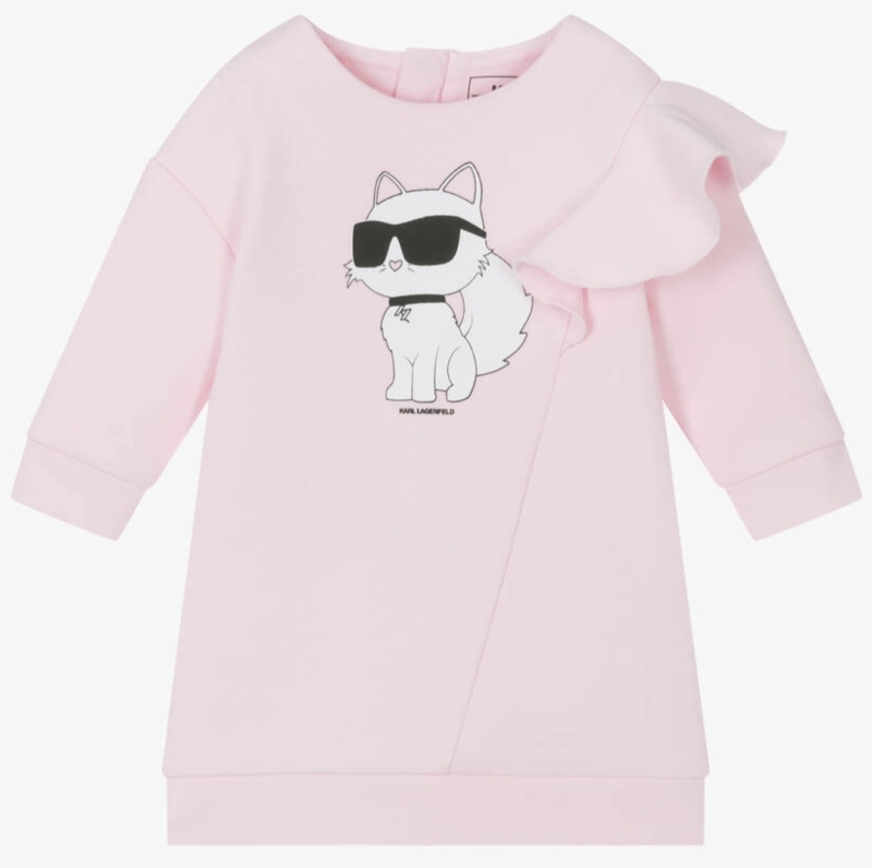 New Size 2Y / 86cm | KARL LAGERFELD KIDS Girls Pink Choupette Sweatshirt Dress