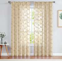 New: Lazzy Embroidered Sheer Curtains 55"W x 84"L - Retails for Over 70$