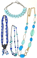 Beautiful in Blues! 4 Vintage to Modern Beaded Necklaces | 18" - 40" Long