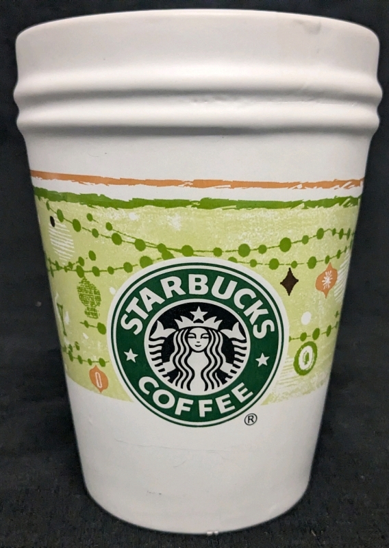 Starbucks Coffee Ceramic Coffee Bean Holder Canister | 5" Diameter x 6.75" Tall