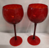 Ruby Red Glass Wine Glasses + Martini Glass - 2