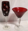 Ruby Red Glass Wine Glasses + Martini Glass - 5