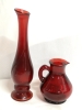 Ruby Red Glass Avon Vase & Pitcher + - 2