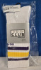 New Pair Pro Club | Size: Large | Colour White/Yellow/Purple | Stripe Crew Socks - 2