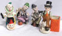 Vintage Japan Ceramic Figures Musicians & Clown Salt & Pepper Shakers