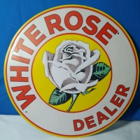 New White Rose Dealer 12" Metal Tin Sign 12x8"