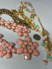 Opaque Peach Rhinestone Necklace Soft Peach Green Link Necklace - 6