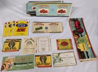 150+ Collection of Vintage Labels. Many Local. Largest 13" by 4.5"