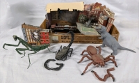 Vintage Disaster Dioramas With Giant insects and T-rex. TRex Measures 5" Tall