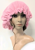 New Satin-Lined Terry Cloth Hair Bonnet w Drawstring at Back | One Size Fits Most Adults