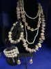 Bivalve Chunky Shell Necklace Faux Pearl Wrap + Expansion Bracelet Lovely Pierced Earrings