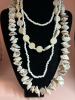 Bivalve Chunky Shell Necklace Faux Pearl Wrap + Expansion Bracelet Lovely Pierced Earrings - 5