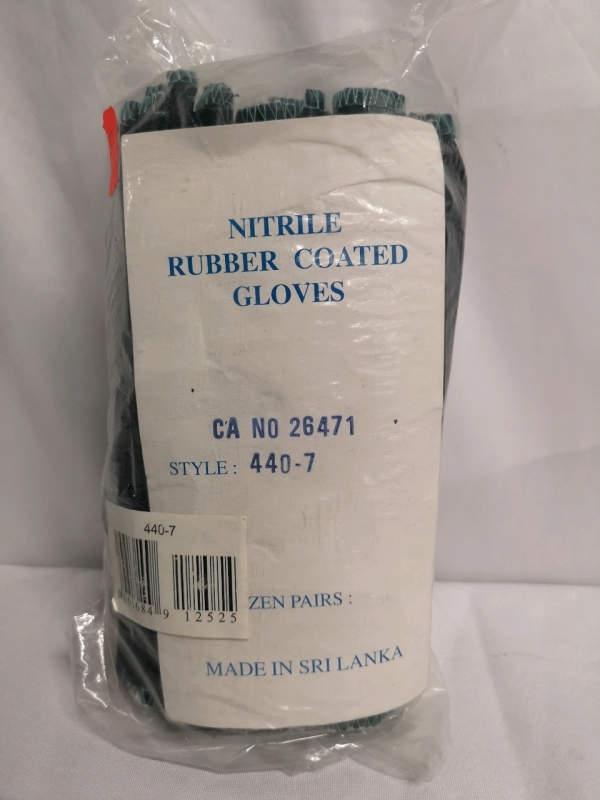 12 New Nitrile Rubber Coated Gloves sz Xsmall? 8" Long