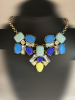 Teal Blue Opaque Crystal Necklace Two Blue Necklaces Drops - 2