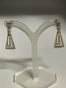 925 Sterling Silver Snake Chain Sterling Ball Bead Work Greek Key Sterling Drop Earrings - 2