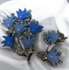 Blue Lucite Tulip Brooch Set Large brooch with earrings - 2