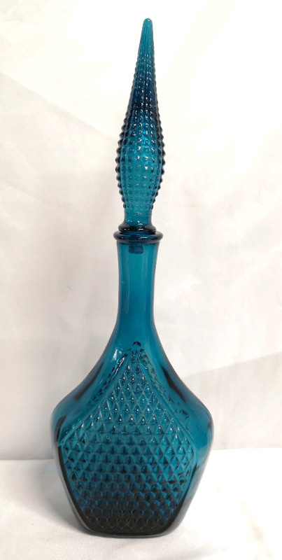 MCM GENIE BOTTLE ITALIAN EMPOLIED GLASS WITH STOPPER - 18" Tall with Stopper