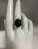 Sterling Oval Black Onyx 3 Band Ring Open Back - 4