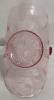 Pink Glass L.E Smith Victoria Feather Flower/Fruit Basket w/ Handle - 10" Long & 8" Tall - 5