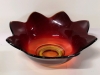 Unsigned Fenton Lotus Flower Ruby Red Amberina Glass Petal Bowl with CADMIUM Glows Under UV Light - 2