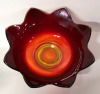 Unsigned Fenton Lotus Flower Ruby Red Amberina Glass Petal Bowl with CADMIUM Glows Under UV Light - 3