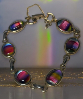 Vintage Sarah Coventry 1959 Rainbow Glass Bracelet Link bracelet Mid Century