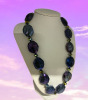 Rich Blue Purple AB Crystal Hexagonal Necklace Blue Bezel Necklace - 5